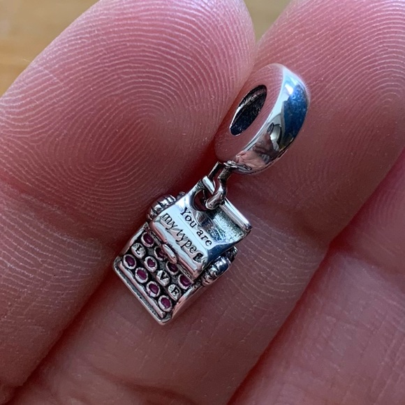 NWOT You are my type Typewriter Dangle Charm w/ Pink Enamel & Sterling Silver - Picture 3 of 10